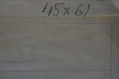 Back of Deineka city view painting with 45x61 dimensions on beige paper