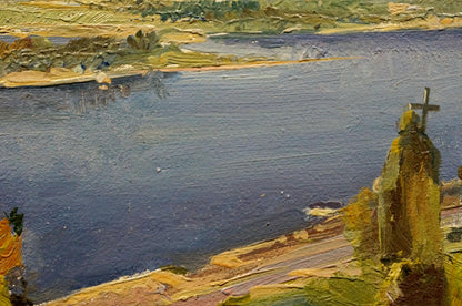 Oil painting After the Rain by Konovalyuk Fedor Zotikovich, serene textured river scene