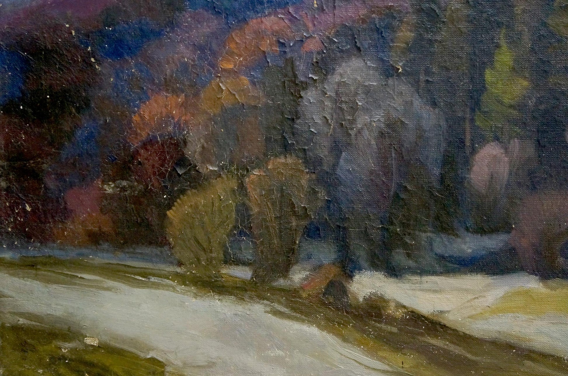 Oil painting of snowy mountain landscape by Joseph Mikhailovich Babynets