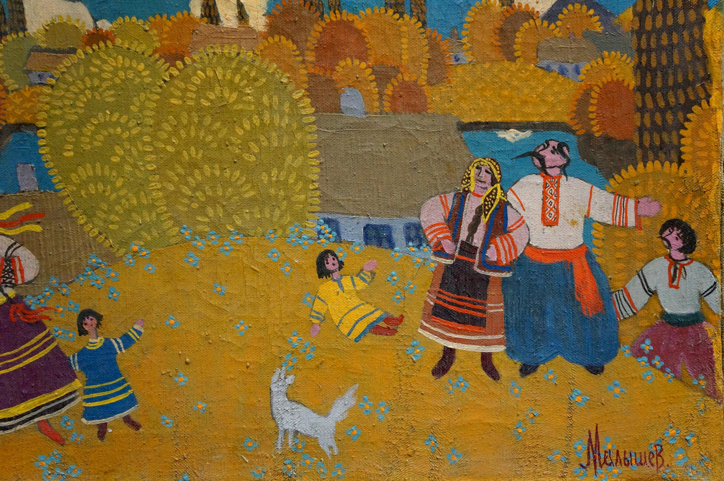 Vibrant Ukrainian folk oil painting by Malyshev Gennady Iosifovich