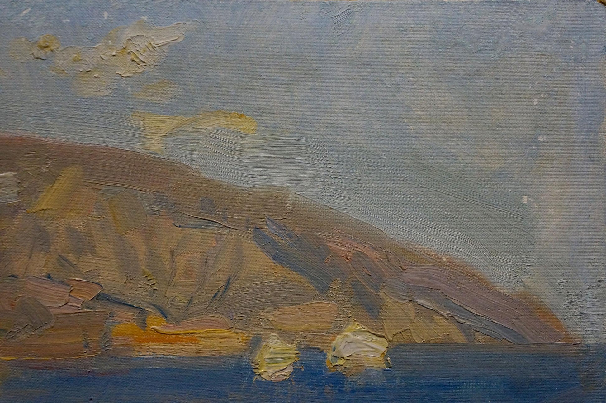 Textured oil painting of coastal cliffside by Bezugly Daniil Ivanovich