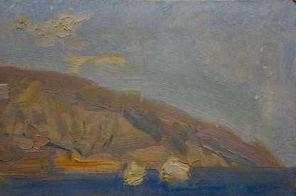 Textured oil painting of coastal cliffside by Bezugly Daniil Ivanovich