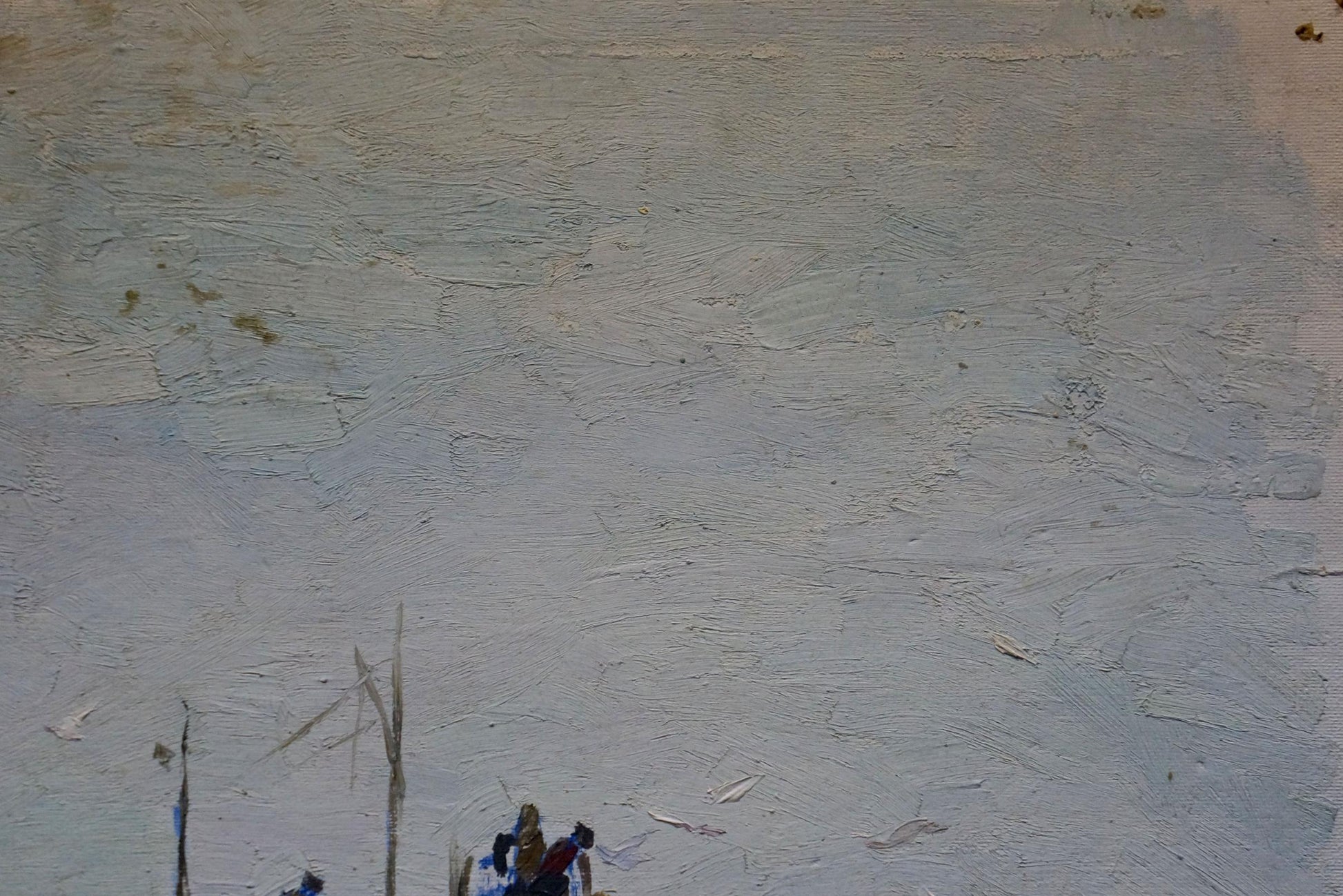 Textured light gray painted surface in Oil painting On the shore by Sulimenko Petr Stepanovich