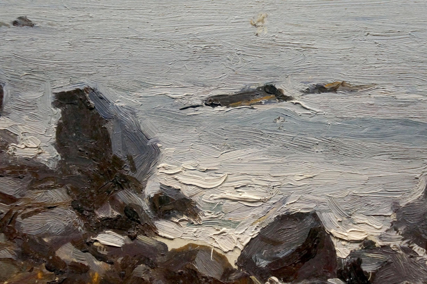 Oil painting seascape by Panteleev Ivan Andreevich with rocks and swirling water