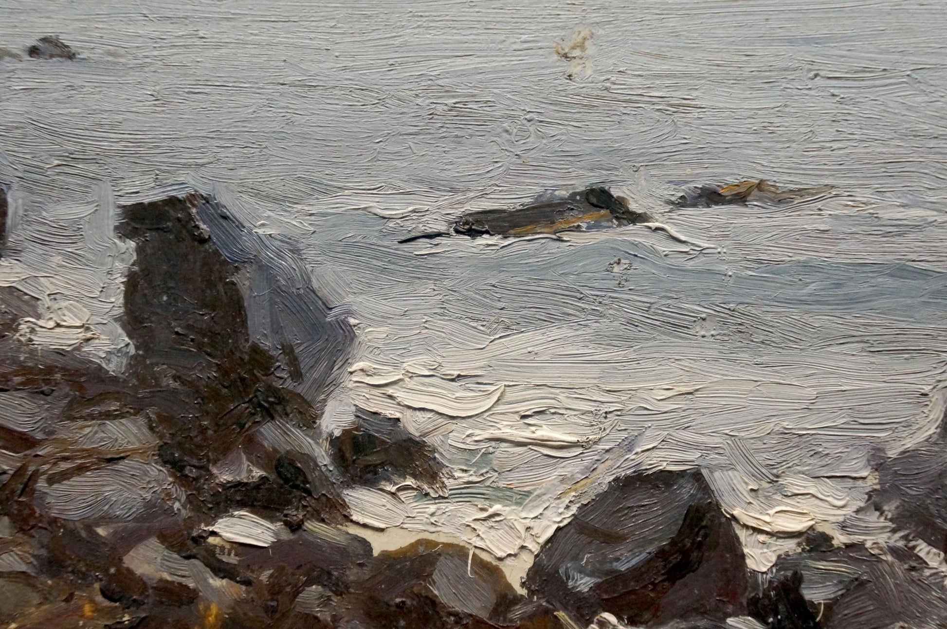 Oil painting seascape by Panteleev Ivan Andreevich with rocks and swirling water