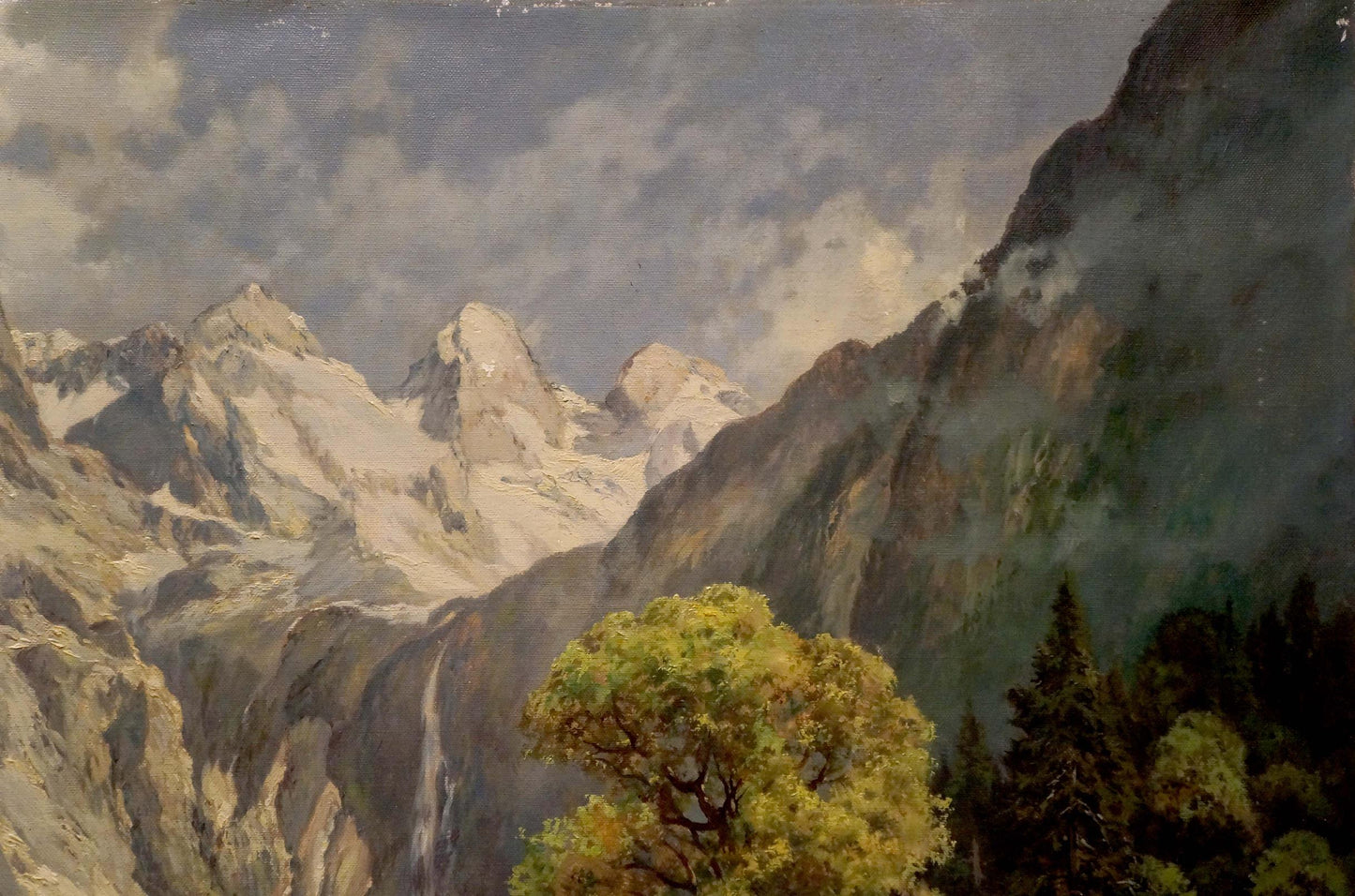 Oil painting of Rudolf Rodels Mountain Beauty with snow-capped peaks