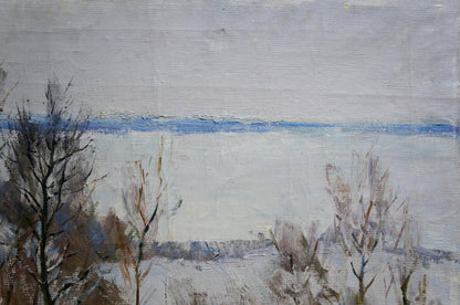 Oil painting of snowy winter fields landscape by Matvey Kogan-Shats
