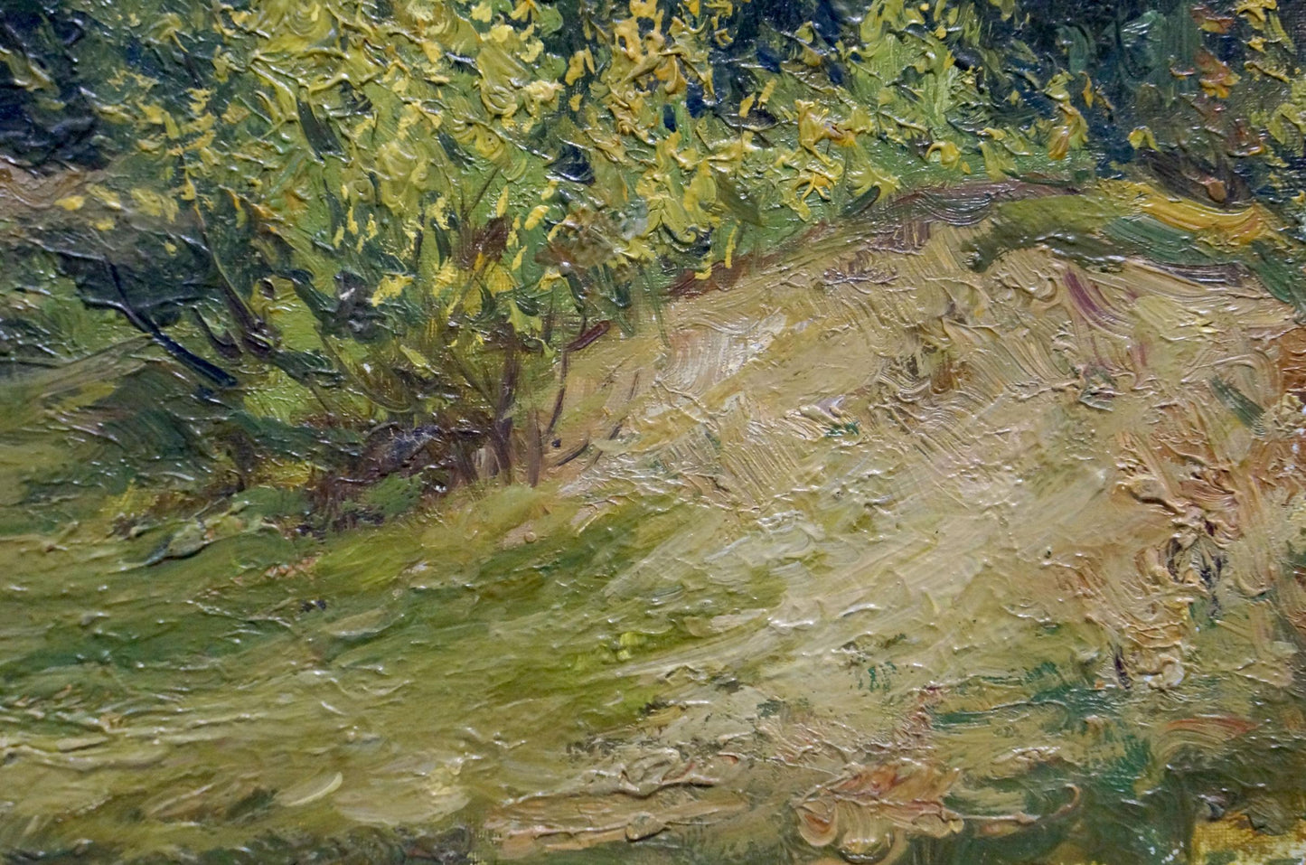 Oil painting On a wooded hill by Petr Chernyshevsky with lush green foliage