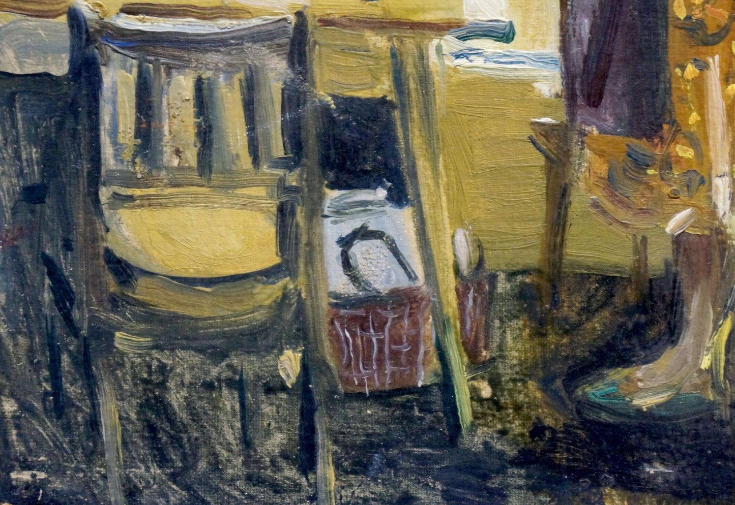 Yellow black slatted wooden chair in Bazylev Nikolay Ivanovich oil painting