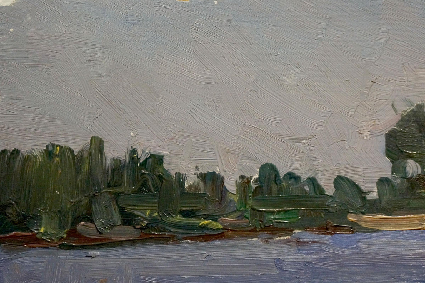 Oil painting of boat dock by Maksimenko Alexander Grigorievich