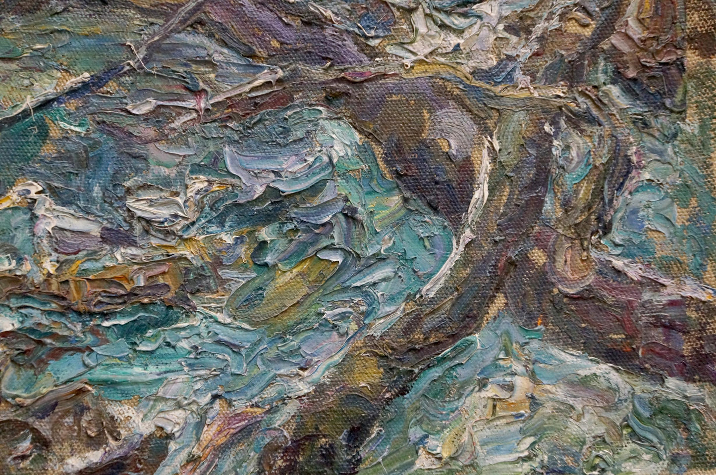 Oil painting Sea in Winter by Sorokina Natalia Tikhonovna, impasto teal strokes