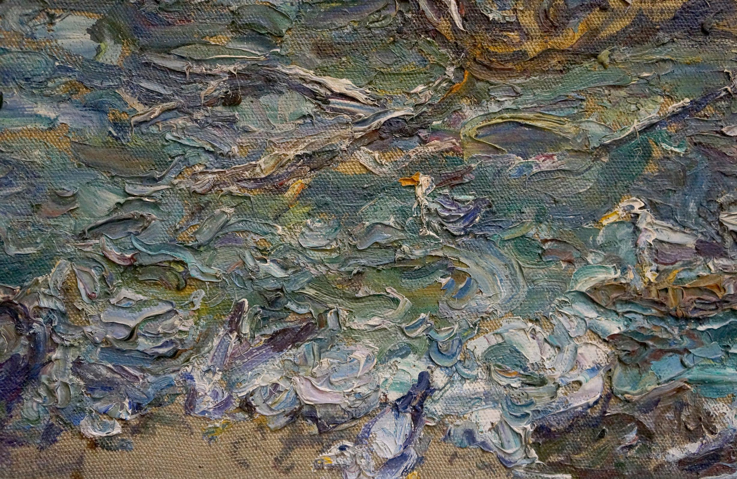 Oil painting Sea in Winter by Sorokina Natalia Tikhonovna, impasto teal blues