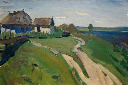 Impressionist oil painting of rural landscape by Vyazovsky Lev Vsevolodovich