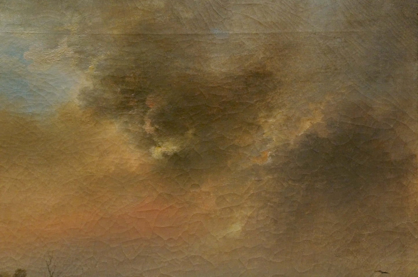Oil painting Distance travel with dramatic swirling clouds in brown, gray, orange