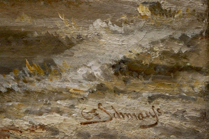 Impressionistic oil painting Distance travel with thick impasto earthy browns and whites