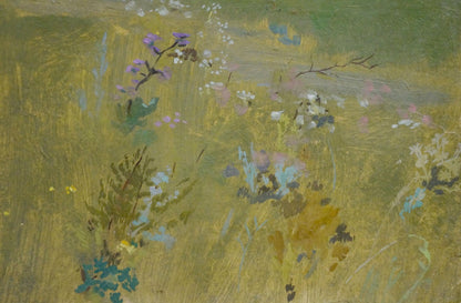 Oil painting Meadows Poltavetsky: impressionistic meadow with purple wildflowers