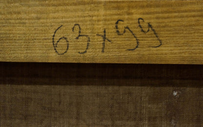 Handwritten 63+59 label on back of Oil painting Distance travel