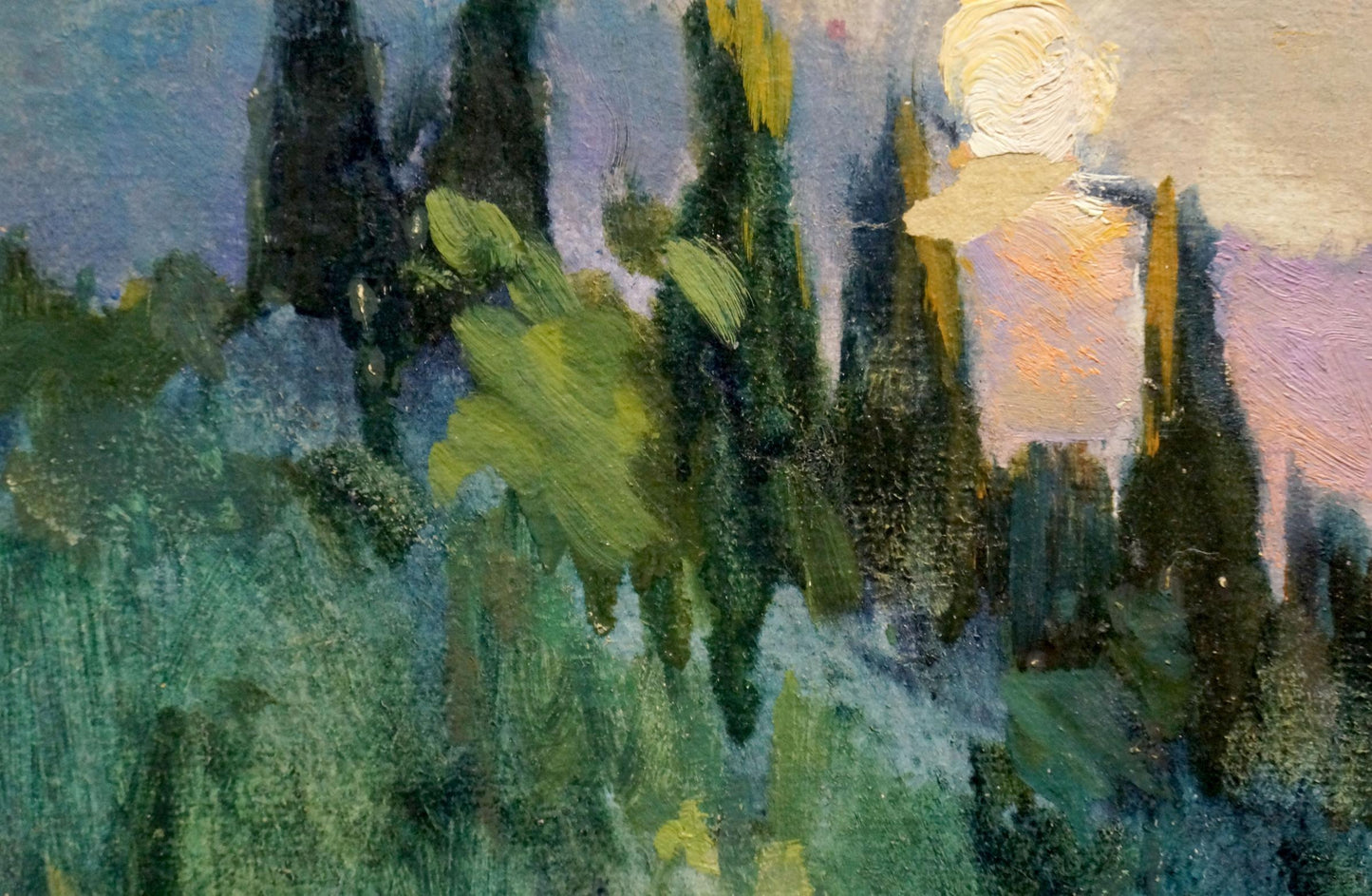 Oil painting Sunset by Knishevsky Vladimir Leonidovich, cypress trees