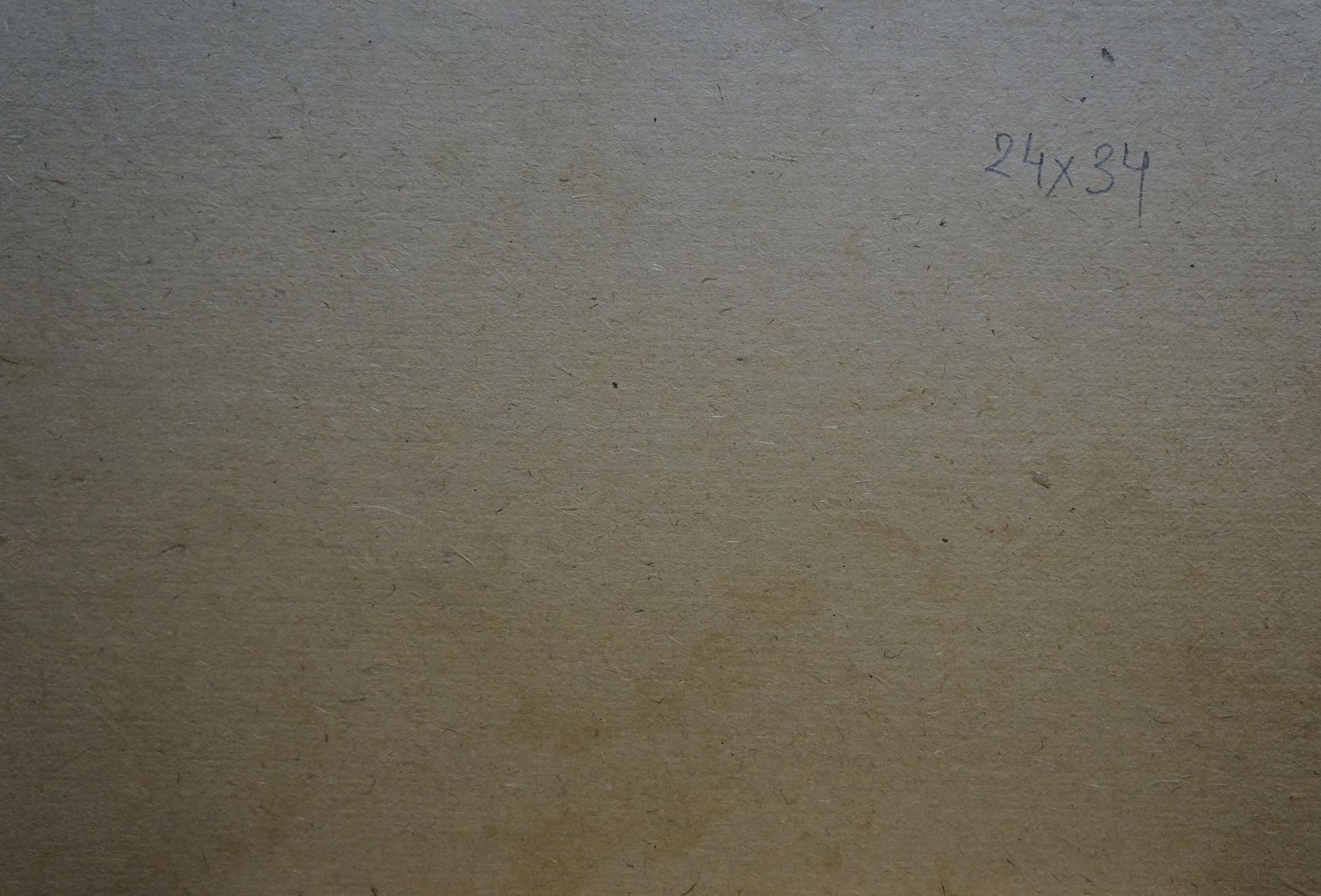 Back of Oil painting Sunset by Knishevsky Vladimir Leonidovich on beige textured surface with faint pencil markings