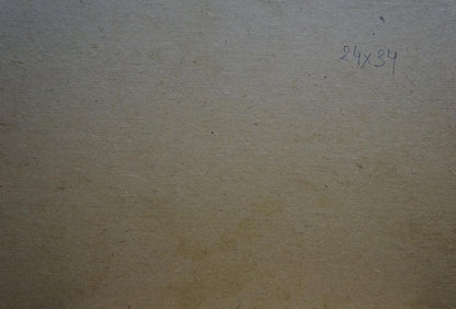 Back of Oil painting Sunset by Knishevsky Vladimir Leonidovich on beige textured surface with faint pencil markings