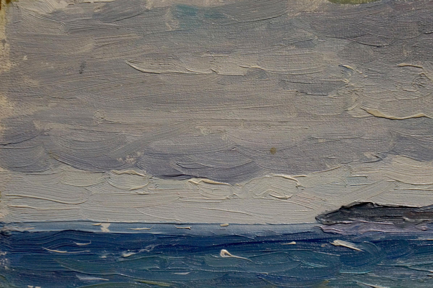 Textured oil painting of moody seascape before the storm by Arkady Strelov