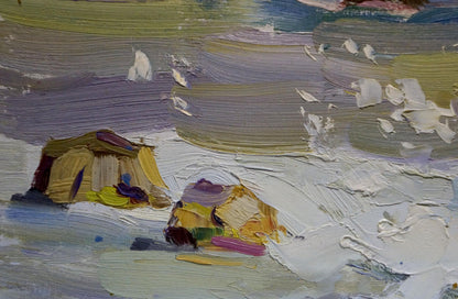 Oil painting Waves by Strelov Arkady Efimovich with colorful tents