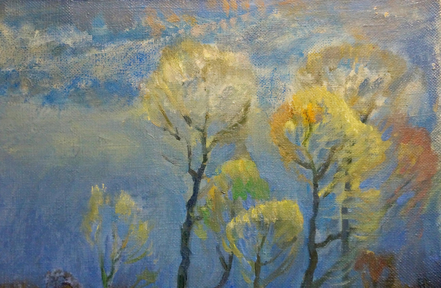 Oil painting Blue day by Mynka Alexander Fedorovich, impressionistic trees