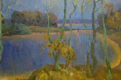 Serene impressionist oil painting Blue day by Mynka Alexander Fedorovich