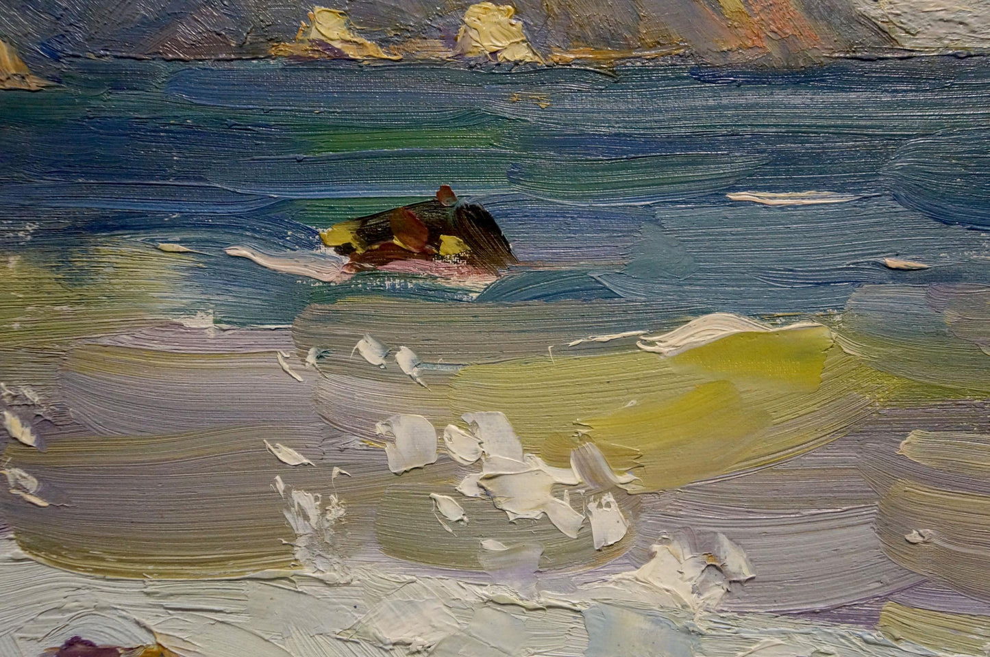 Oil painting Waves by Strelov Arkady Efimovich: buoyant object in turbulent sea