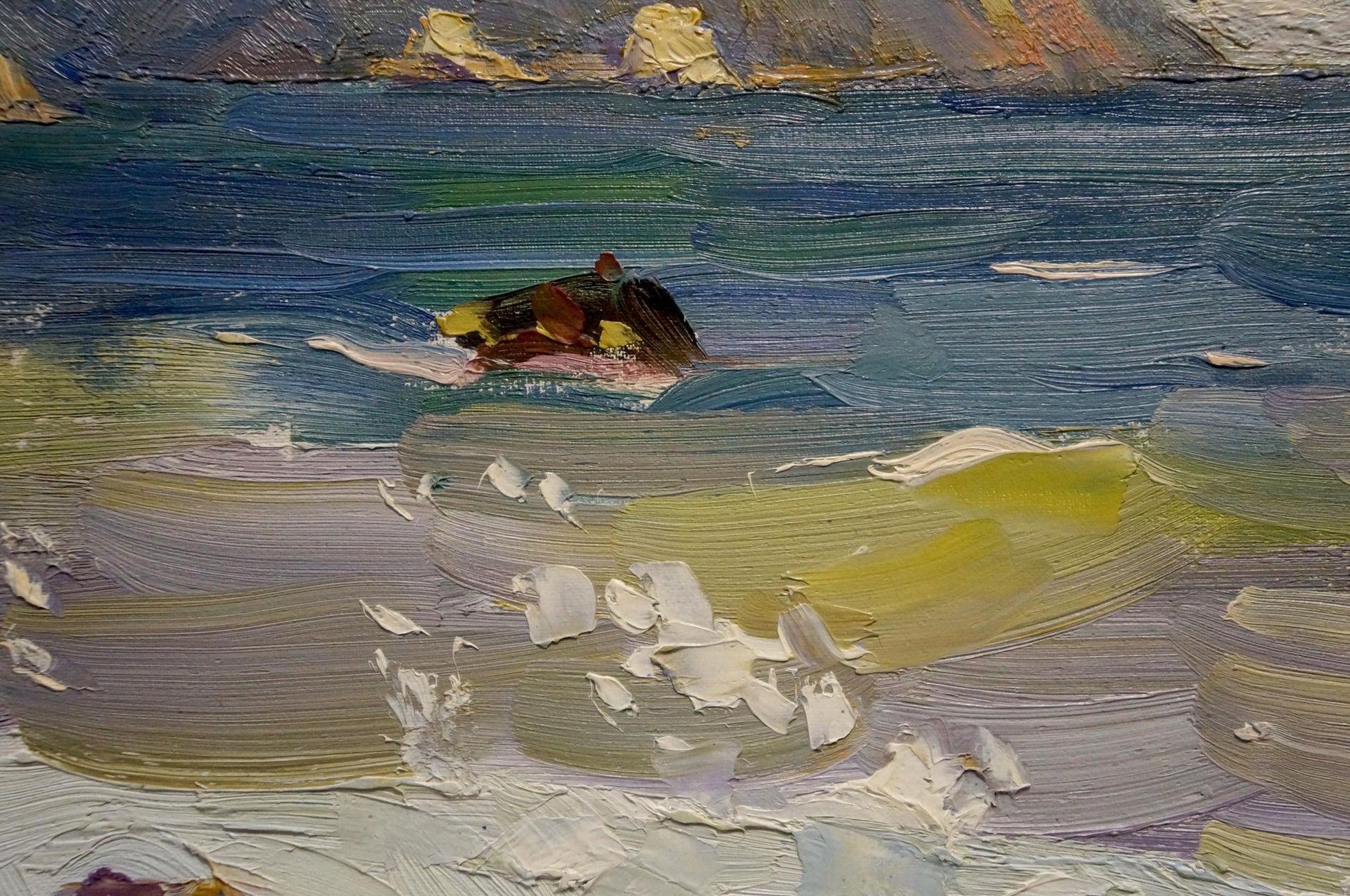 Oil painting Waves by Strelov Arkady Efimovich: buoyant object in turbulent sea