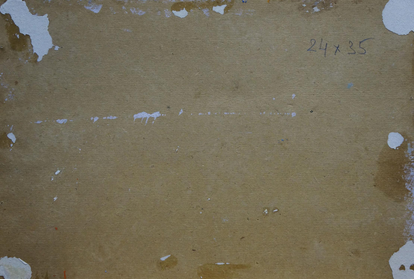 Back of beige textured canvas for Oil painting Waves by Strelov Arkady Efimovich, 24x35 inches
