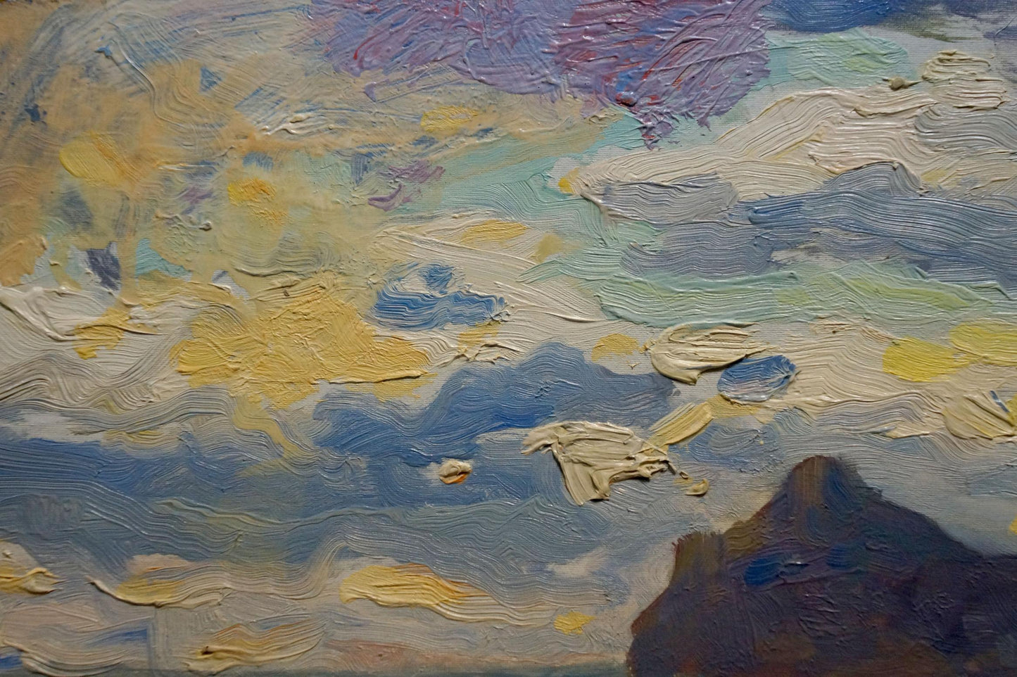 Textured oil painting of evening seascape by Arkady Strelov