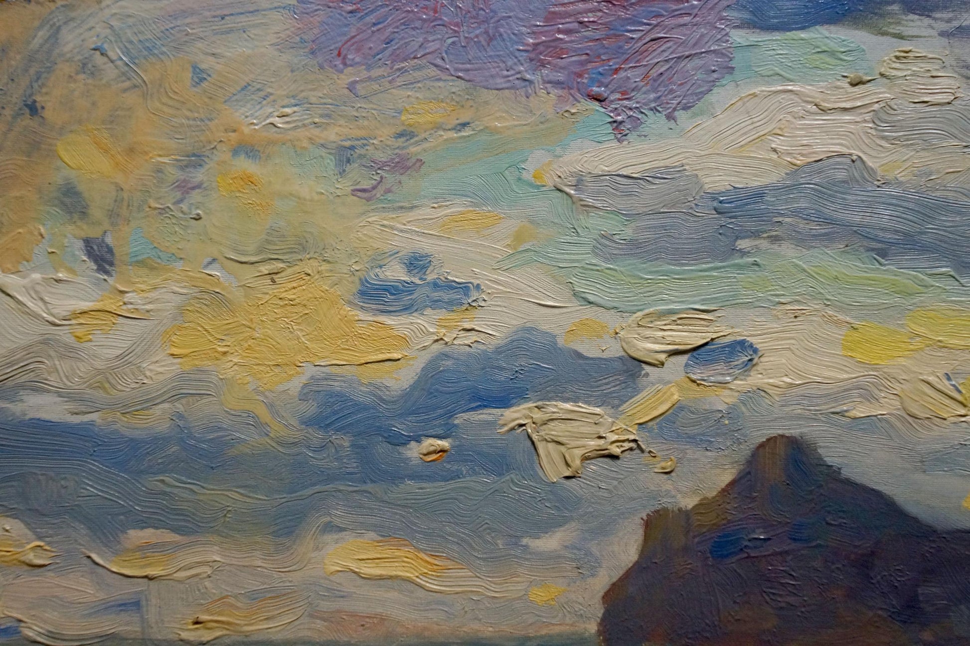 Textured oil painting of evening seascape by Arkady Strelov