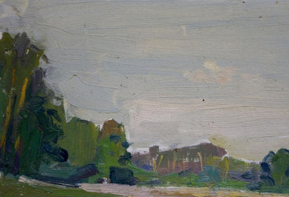 Textured oil painting of green foliage landscape by Buryachok Nikolay Ivanovich