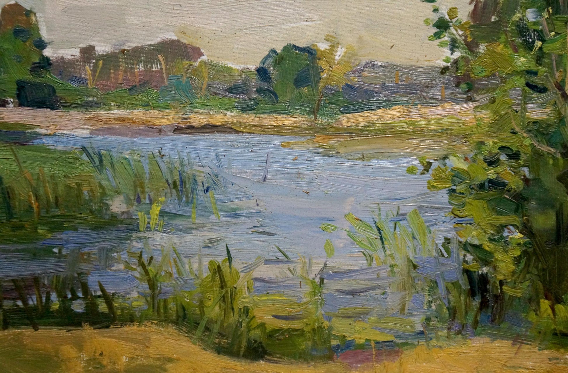 Oil painting by Buryachok Nikolay Ivanovich of serene lake in lush foliage