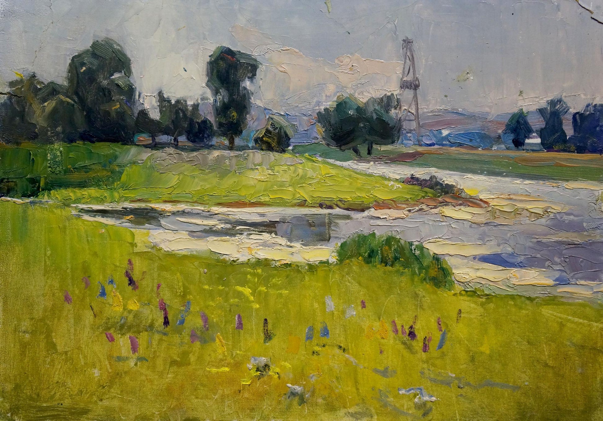 Oil painting Its a nasty day by Buryachok Nikolay Ivanovich: sunlit field