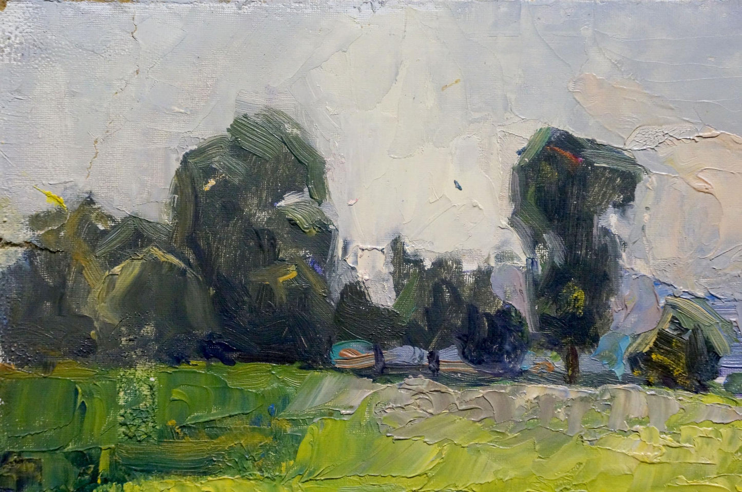 Textured oil painting of nasty day landscape by Buryachok Nikolay Ivanovich