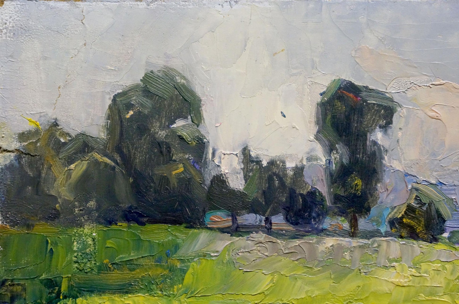 Textured oil painting of nasty day landscape by Buryachok Nikolay Ivanovich