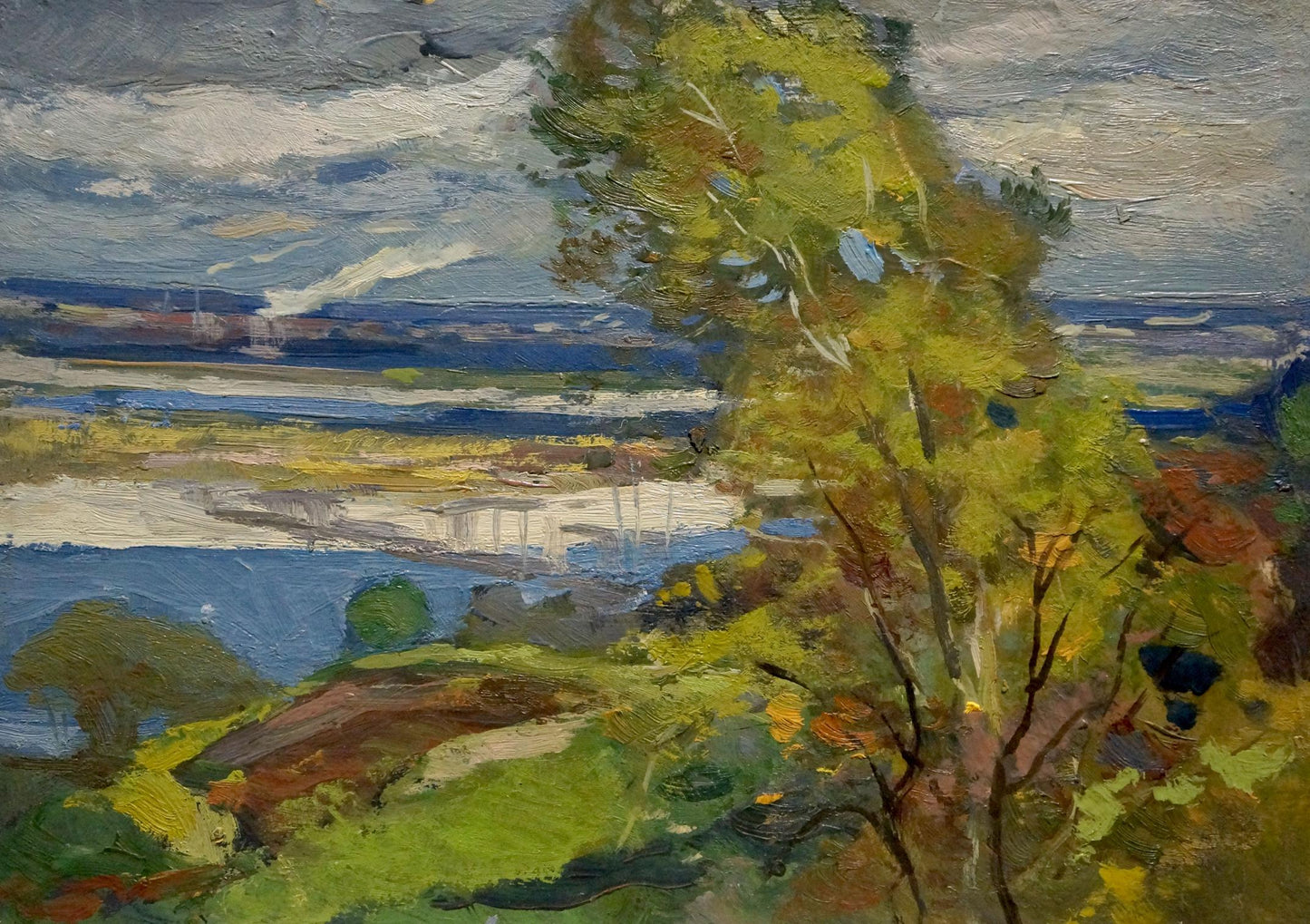 Oil painting Dnieper embankment by Buryachok Nikolay Ivanovich