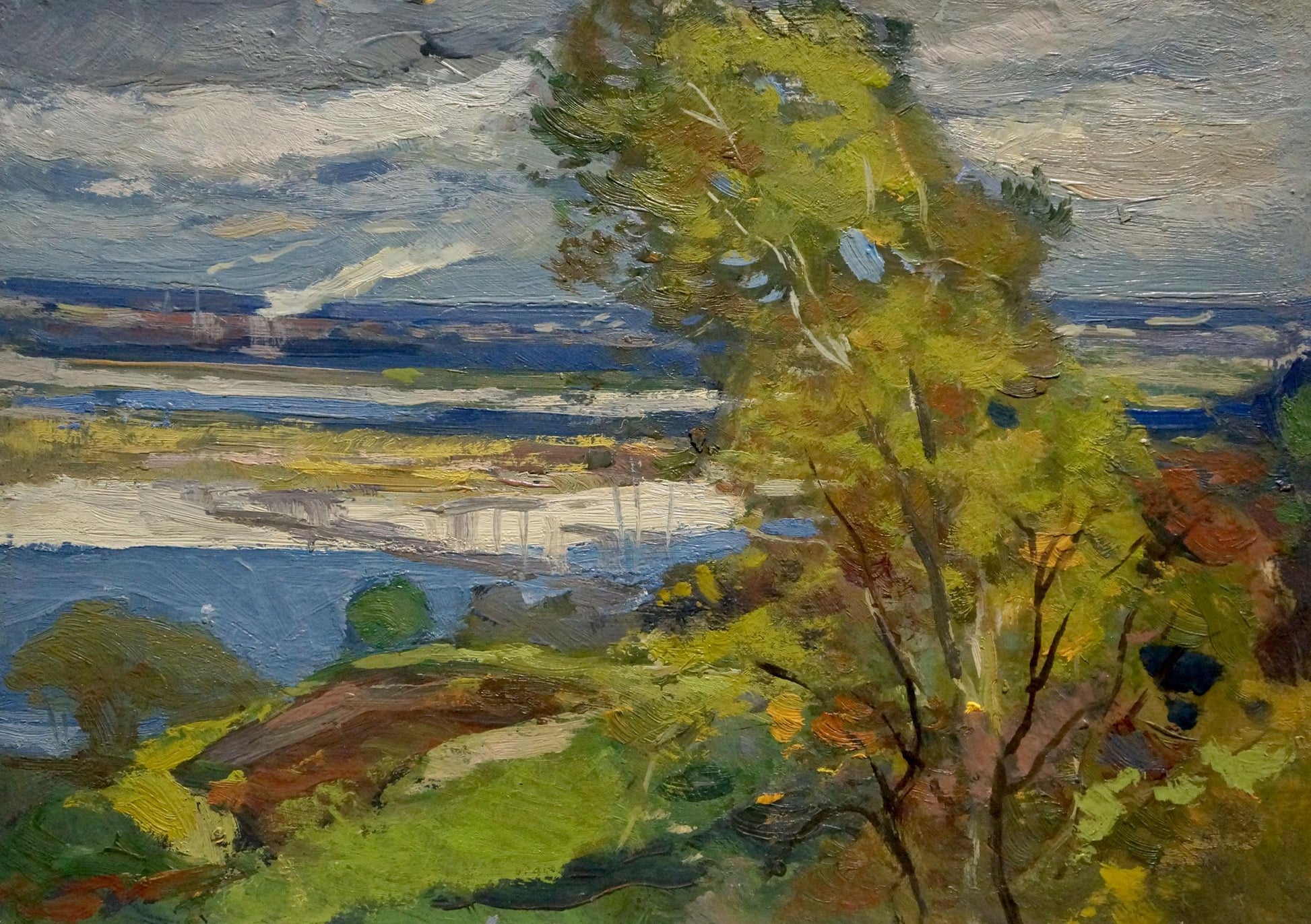 Oil painting Dnieper embankment by Buryachok Nikolay Ivanovich