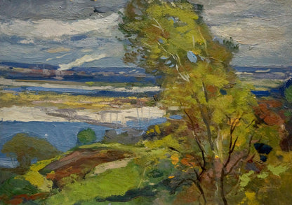 Oil painting Dnieper embankment by Buryachok Nikolay Ivanovich