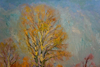 Oil painting Waiting for the Winter by Mynka Alexander Fedorovich, golden tree