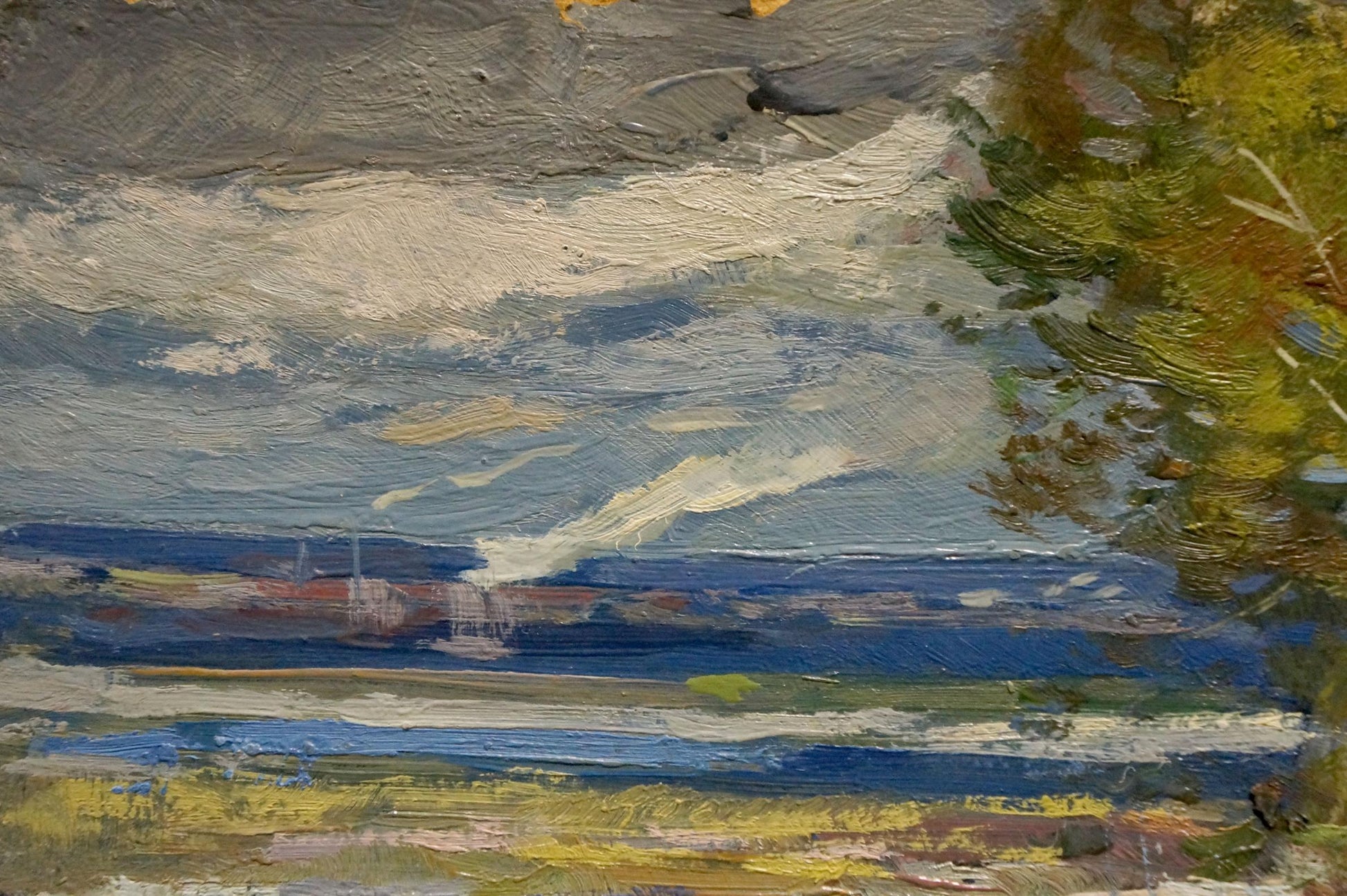 Textured oil painting of Dnieper embankment by Buryachok Nikolay Ivanovich