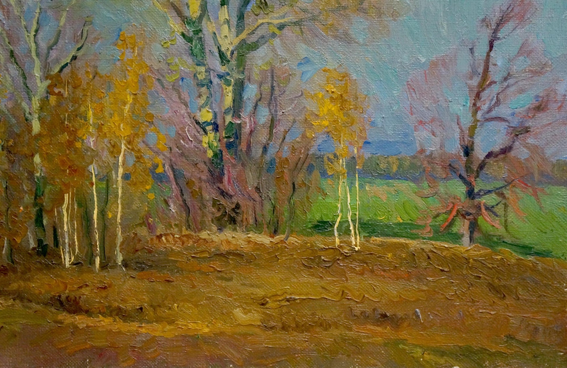 Impressionistic autumn forest oil painting Waiting for the winter by Mynka Alexander Fedorovich