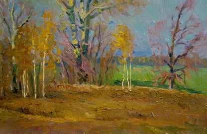 Impressionistic autumn forest oil painting Waiting for the winter by Mynka Alexander Fedorovich