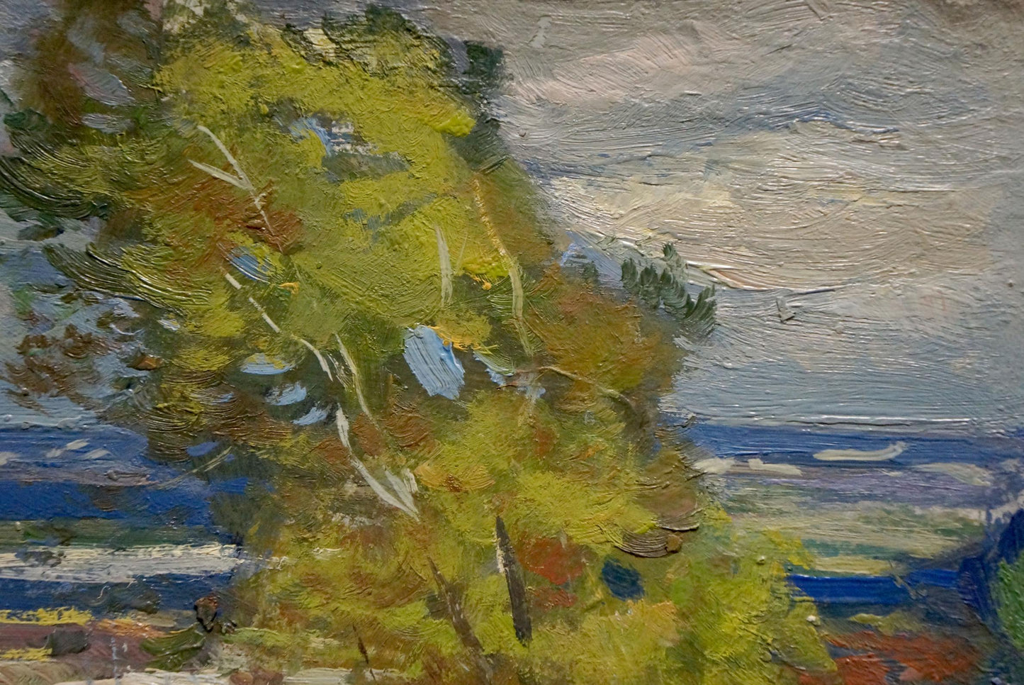 Textured impressionist oil painting of green tree by Buryachok Nikolay Ivanovich