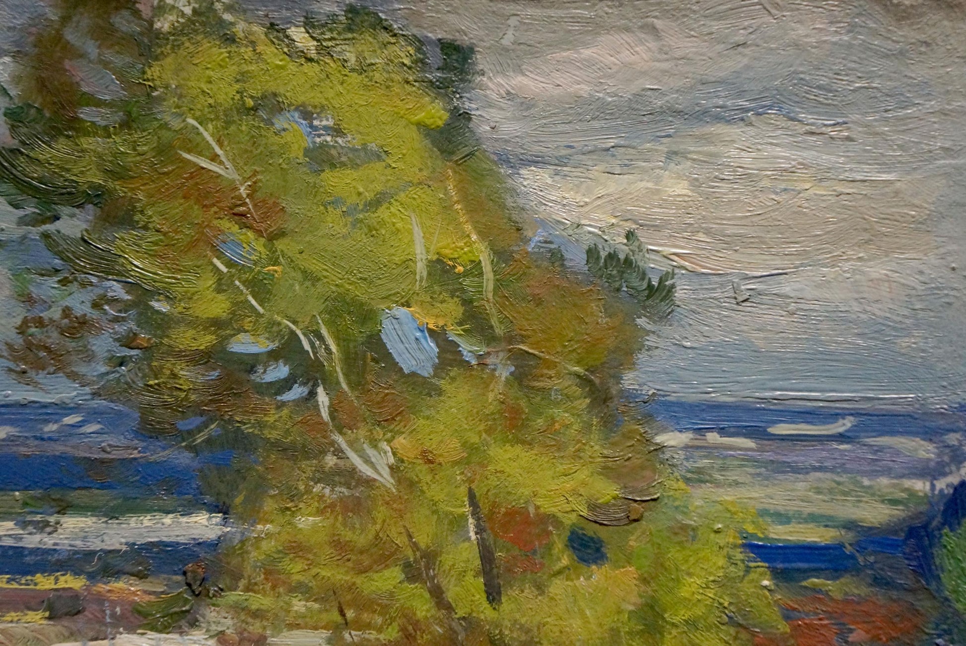 Textured impressionist oil painting of green tree by Buryachok Nikolay Ivanovich