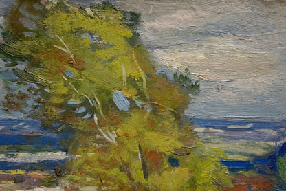 Textured impressionist oil painting of green tree by Buryachok Nikolay Ivanovich