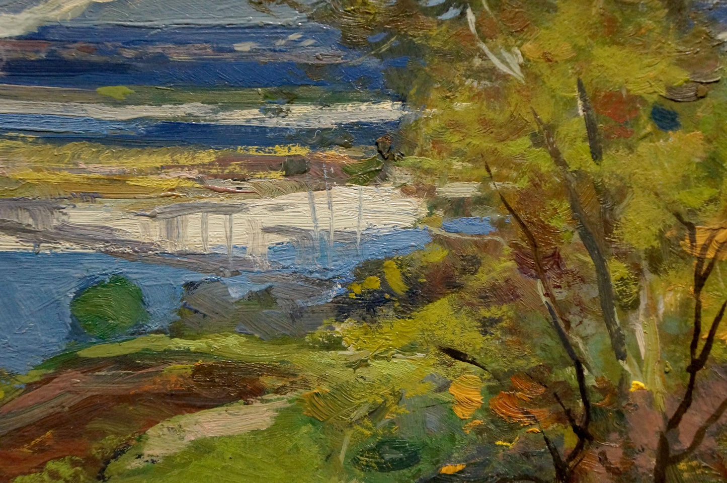 Vibrant impressionist oil painting of Dnieper embankment by Buryachok Nikolay Ivanovich