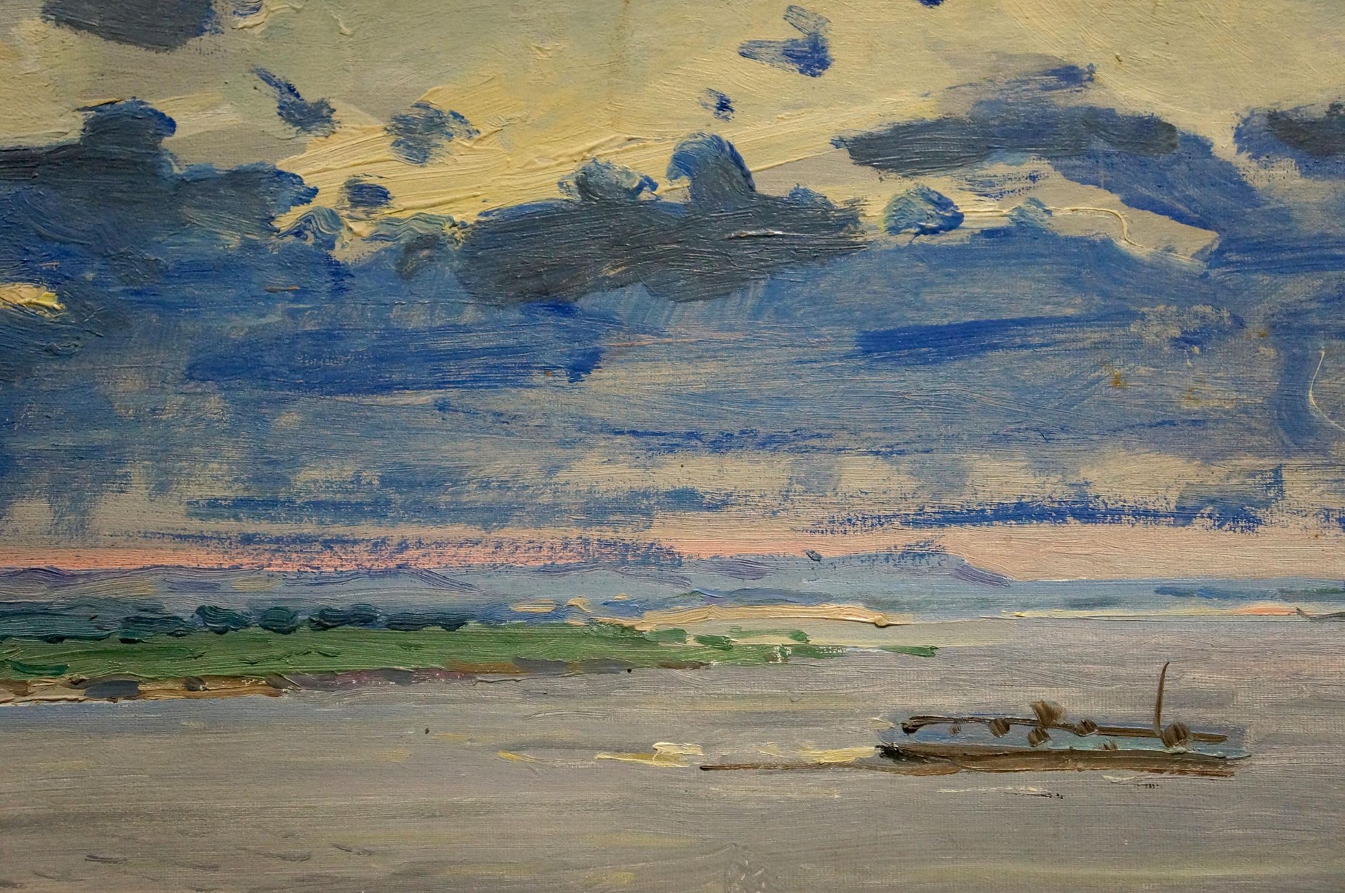 Oil painting After the Rain by Buryachok Nikolay Ivanovich, sailboat on water